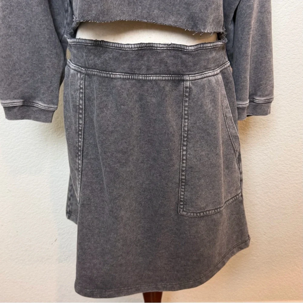 Anthropologie Daily Practice Washed Black Athleisure Skirt Set Size Large